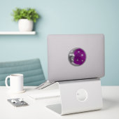 Art Deco Moon en sterren - Amethyst Paars & Silver Sticker (Laptop op bureau)