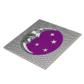 Art Deco Moon en sterren - Amethyst Paars & Silver Tegeltje (Zijkant)