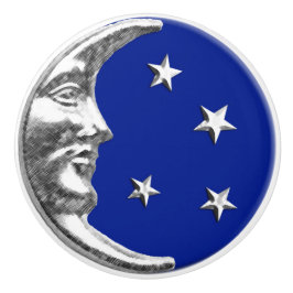 Art Deco Moon en sterren - Cobalt Blue en Silver Keramische Knop