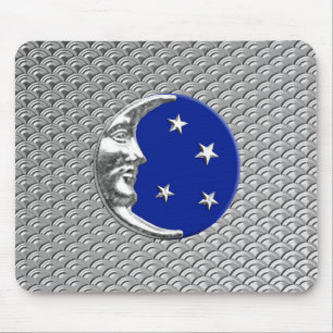 Art Deco Moon en sterren - Cobalt Blue en Silver Muismat