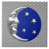 Art Deco Moon en sterren - Cobalt Blue en Silver Tegeltje (Voorkant)