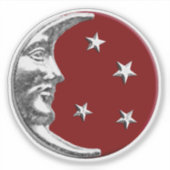 Art Deco Moon en sterren - Donkerrood en zilver Sticker (Voorkant)