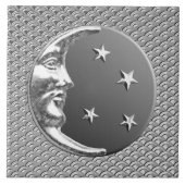 Art Deco Moon en sterren - Grijs / Grijs en Zilver Tegeltje (Voorkant)