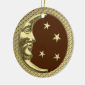 Art Deco Moon en sterren in chocolade en goud Keramisch Ornament (Links)