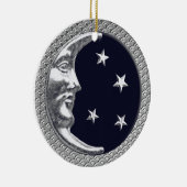 Art Deco Moon en sterren in zwart en zilver Keramisch Ornament (Rechts)