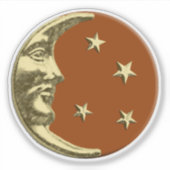 Art Deco Moon en sterren - Rust Brown en Gold Sticker (Voorkant)