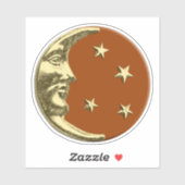 Art Deco Moon en sterren - Rust Brown en Gold Sticker (Vel)
