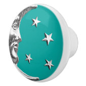 Art Deco Moon en sterren - Turquoise & Silver Keramische Knop (Rechts)