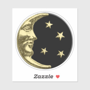 Art Deco Moon en sterren - Zwart en goud Sticker