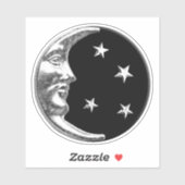 Art Deco Moon en sterren - Zwart en zilver Sticker (Vel)