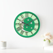 Art Deco Moon Face - Jade Green en Silver Grote Klok (Huis)