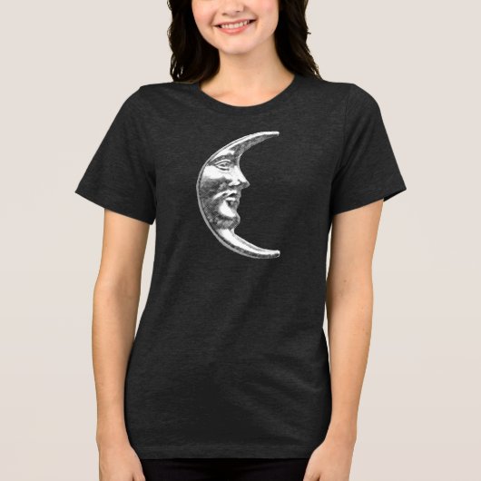 Art Deco Moon - geborsteld zilver Tri-Blend Shirt (Voorkant)