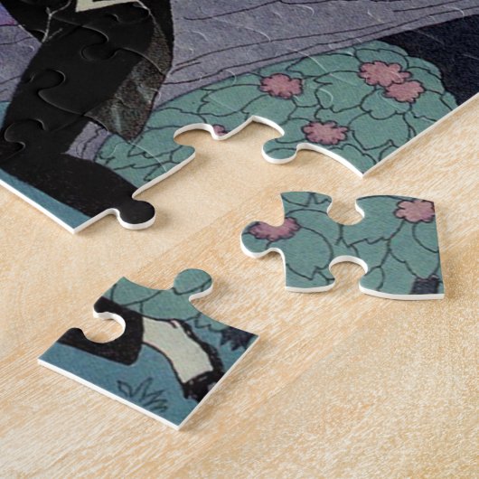  Art Deco Moonlight Love Triangle Legpuzzel (Zijkant)