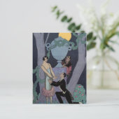 Art Deco Moonlight Love Triangle Post Card Briefkaart (Staand voorkant)