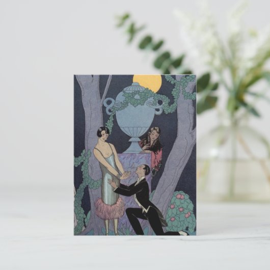 Art Deco Moonlight Love Triangle Post Card Briefkaart (Staand voorkant)