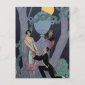 Art Deco Moonlight Love Triangle Post Card Briefkaart (Voorkant)
