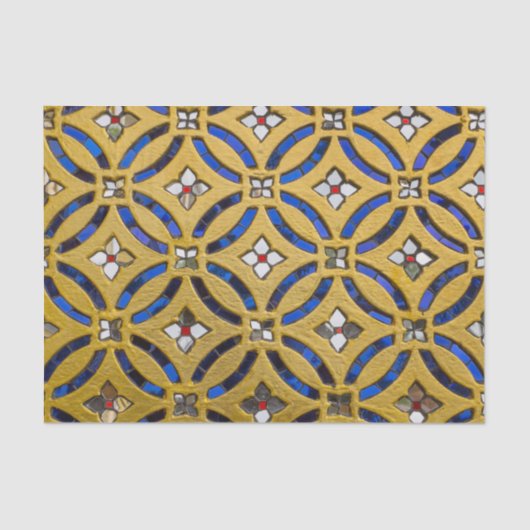 Art Deco Mosaic Tiled Gold en Blue Tissuepapier (Voorkant)
