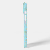 Art Deco motief, goud & lichtblauw, naam in script Case-Mate iPhone Case (Achterkant / Links)