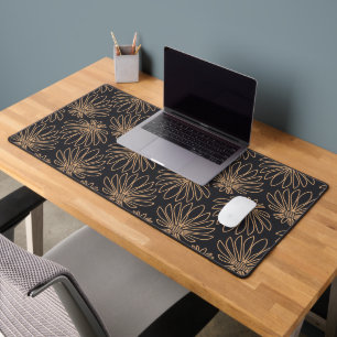 Art Deco motief met gouden bloemmotieven Bureaumat