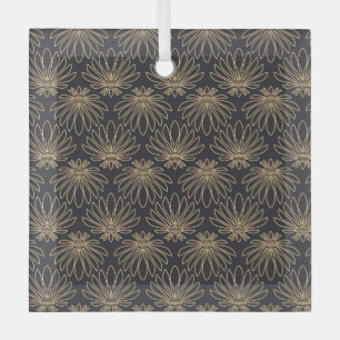 Art Deco motief met gouden bloemmotieven Glas Ornament
