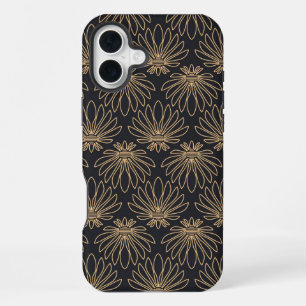 Art Deco motief met gouden bloemmotieven iPhone 16 Plus Hoesje
