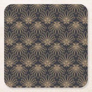 Art Deco motief met gouden bloemmotieven Kartonnen Onderzetters