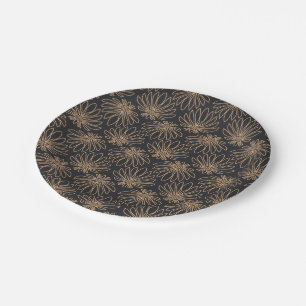 Art Deco motief met gouden bloemmotieven Papieren Bordje