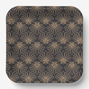 Art Deco motief met gouden bloemmotieven Papieren Bordje