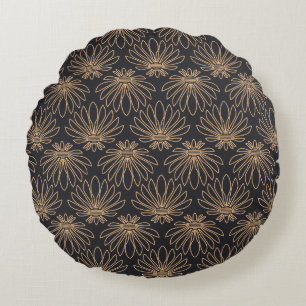Art Deco motief met gouden bloemmotieven Rond Kussen