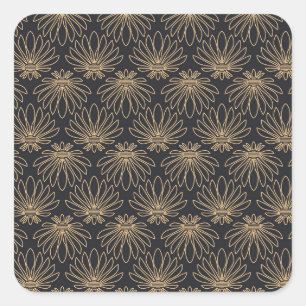 Art Deco motief met gouden bloemmotieven  Vierkante Sticker