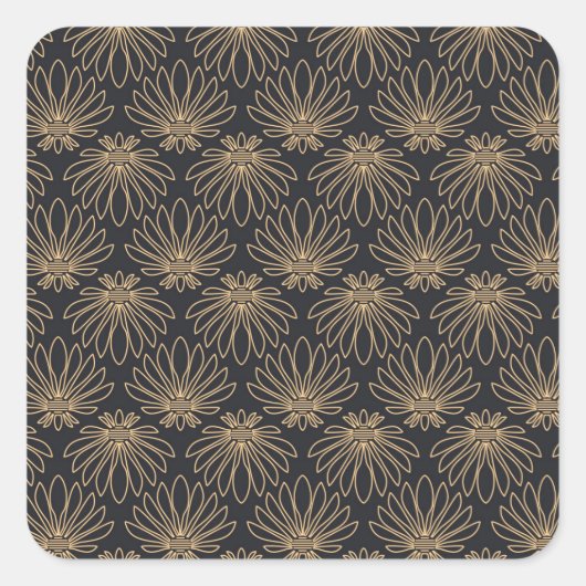 Art Deco motief met gouden bloemmotieven  Vierkante Sticker (Voorkant)
