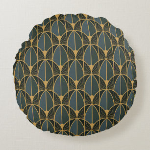 Art Deco motief met gouden geometrische vormen Ron Rond Kussen
