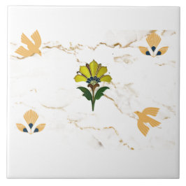 Art deco motieven op faux marble look tegeltje