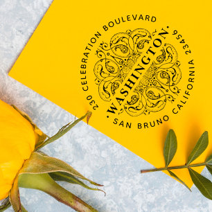  Art Deco Motif Aangepast Rond Retouradres Zelfinktende Stempel