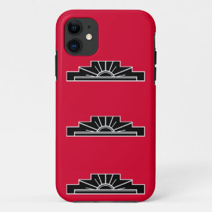 Art Deco Motif in B&W en Red Hoesje-Mate iPhone Ca Case-Mate iPhone Case