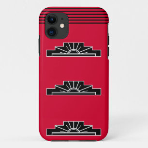 Art Deco Motif in B&W en Red Hoesje-Mate iPhone Ca Case-Mate iPhone Case