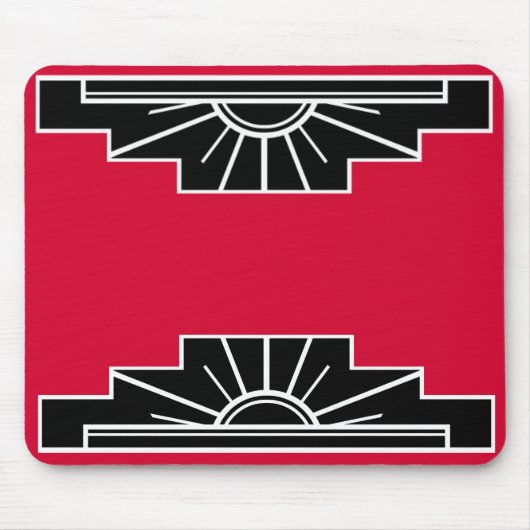 Art Deco Motif in B&W en Rode Muismat (Voorkant)