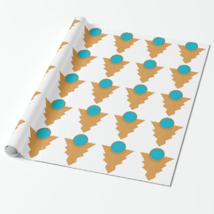 Art Deco Motif in Gold en Turquoise Wrapping Pape Cadeaupapier