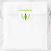 Art Deco Motif in Greens and Creams Square Sticker (Tas)