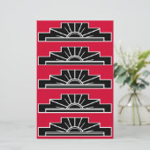Art Deco Motif in zwart-wit en rood Briefpapier (Staand voorkant)
