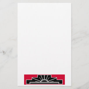 Art Deco Motif in zwart-wit en rood Briefpapier