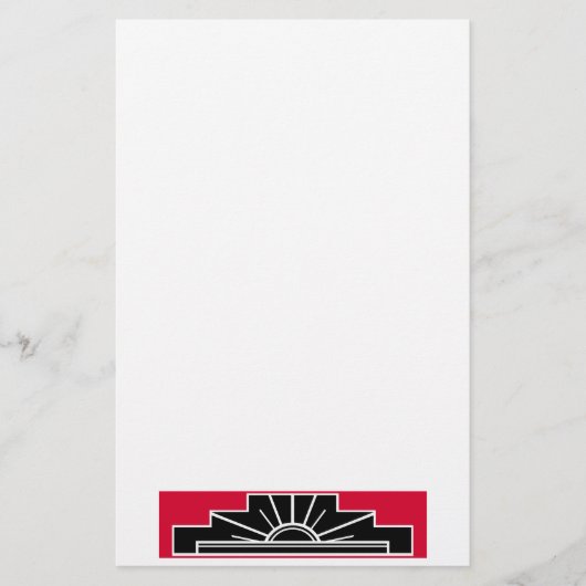 Art Deco Motif in zwart-wit en rood Briefpapier (Voorkant)