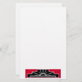 Art Deco Motif in zwart-wit en rood Briefpapier (Voorkant / Achterkant)