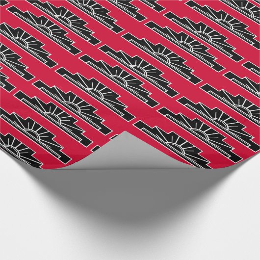 Art Deco Motif in zwart-wit- en rood-opvulpapier Cadeaupapier (Hoek)