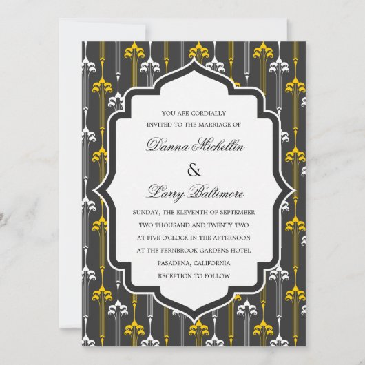 Art Deco Motif Wedding Uitnodiging (Voorkant)