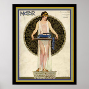 Art Deco Motor Magazine Hoesje 16 x 20 Poster