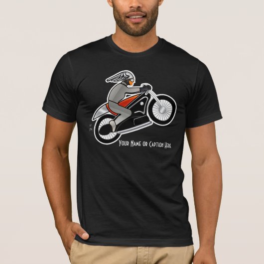 Art Deco-motorfiets, Rider, Helmet, Gepersonalisee T-shirt (Voorkant)