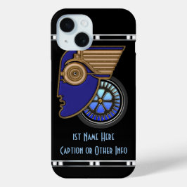Art Deco Motorhead - Gepersonaliseerd iPhone 15 Case