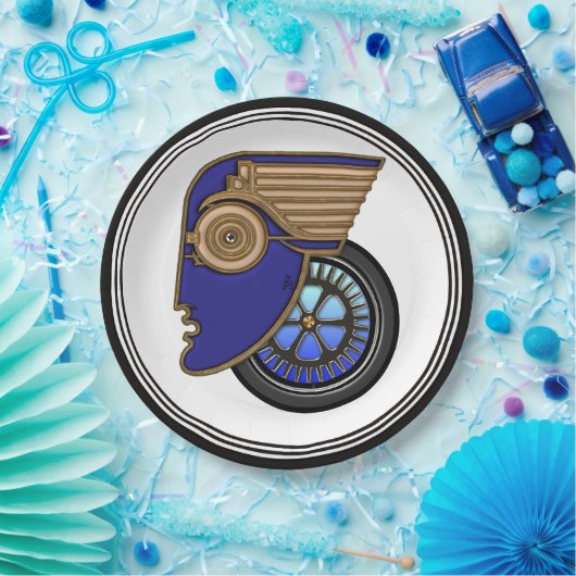 Art Deco Motorhead Papieren Bordje (Feest)