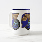 Art Deco Motorhead Tweekleurige Koffiemok (Voorkant links)